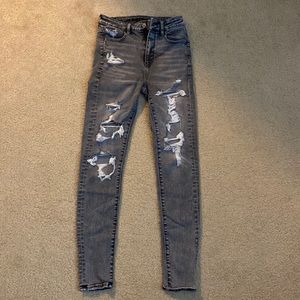 American Eagle Dark Gray Ripped Jeans